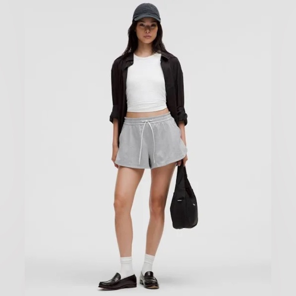 Lululemon Soft Jersey Mid-Rise Curved-Hem Short 3 NWT Grey M